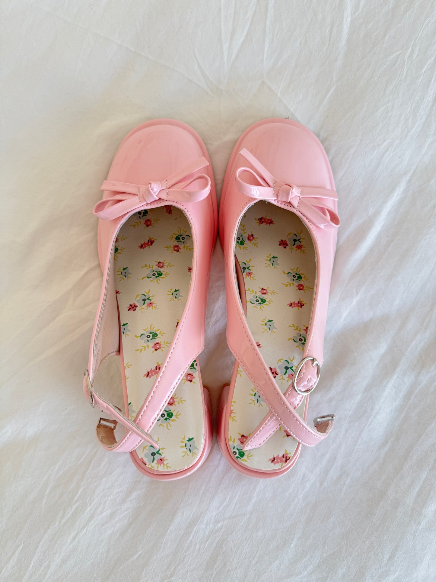 Pink Chunky High Heels Ankle Strap Pumps Mary Jane Bow Lace Dress Shoes
