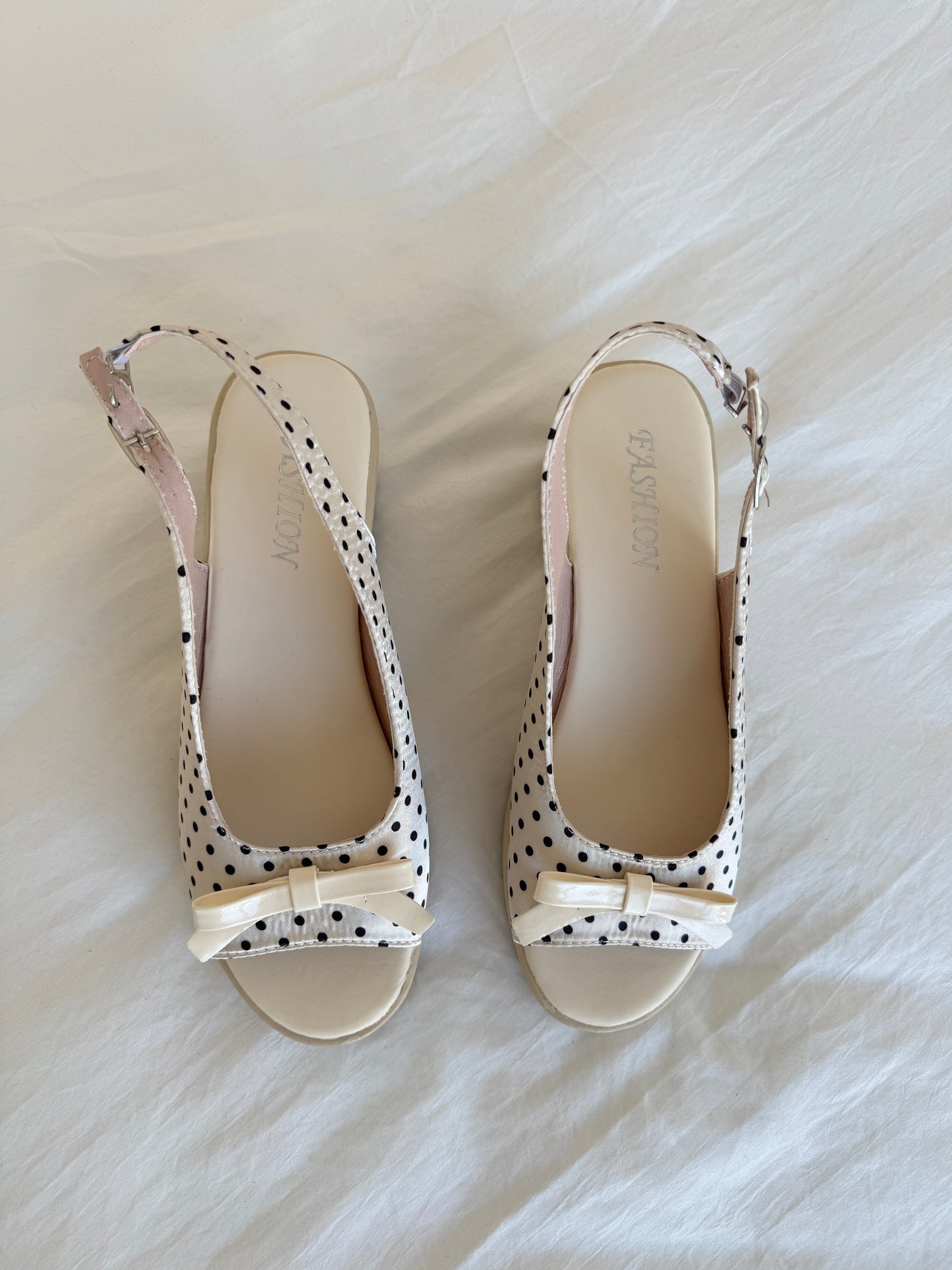 Polka Dot Back Adjustable Strap Straw Woven Classic Wedge Sandals Slingback Platform High Pumps Party Dress Casual Sandals 3 inches