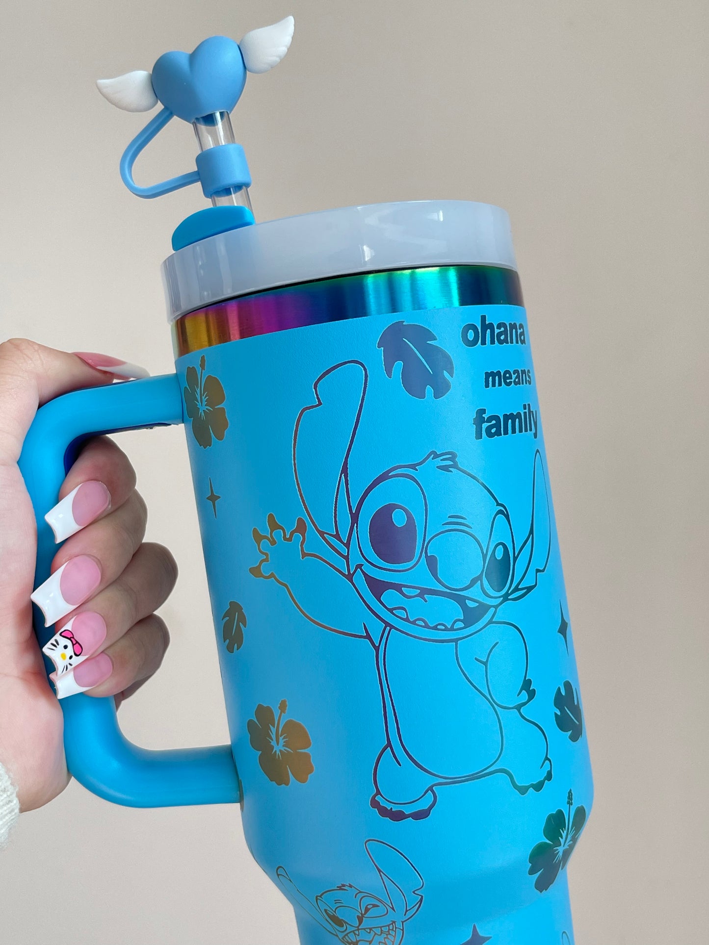 SipSweetie|Stitch In-Car Insulated Cup 1200 ml Tumbler with Handle Stainless Steel Insulated Cup with Lid #0024