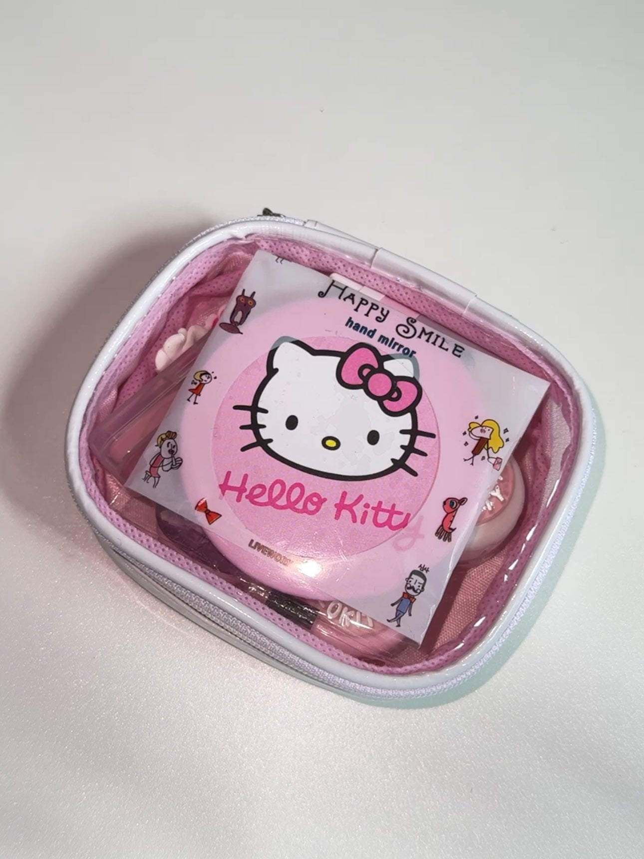 Hellokitty Pink Contact Lens Case Travel Solution Organizer Cases With Stick Tool Set Portable Cute Eye Contact Lens Case