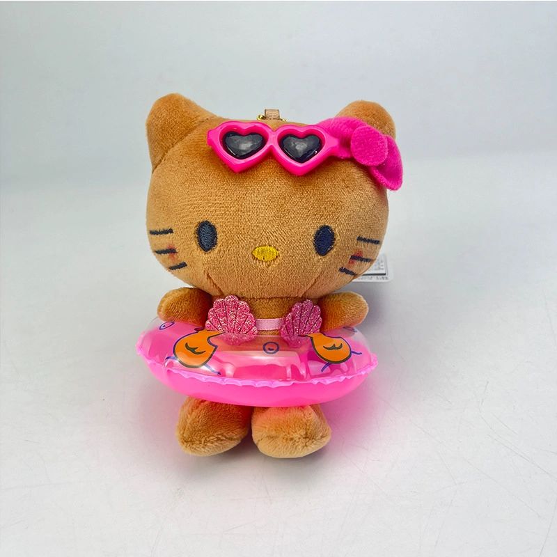 KT Tan Swimming Ring Plush Keychain|5in/12Cm Cute Pendant Doll Keyring Accessories Pendant Toy Girls Gift