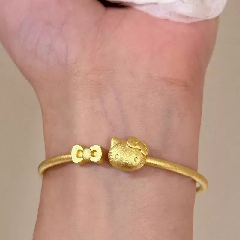 Hellokitty Alluvial gold Bracelets Birthday Christmas Jewelry Gift for Women Girls