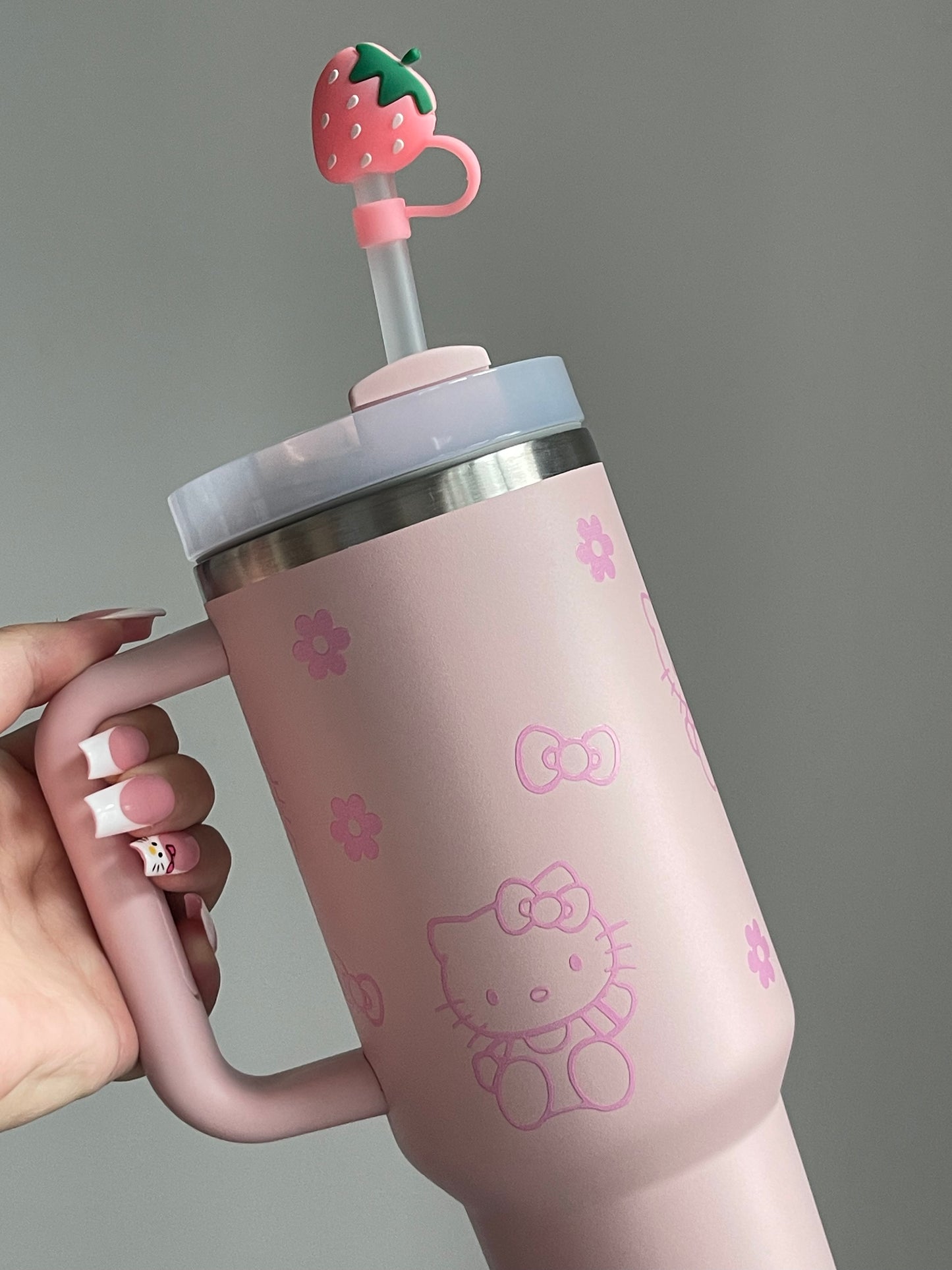 SipSweetie|Hellokitty In-Car Insulated Cup 1200 ml Tumbler with Handle Stainless Steel Insulated Cup with Lid #0029