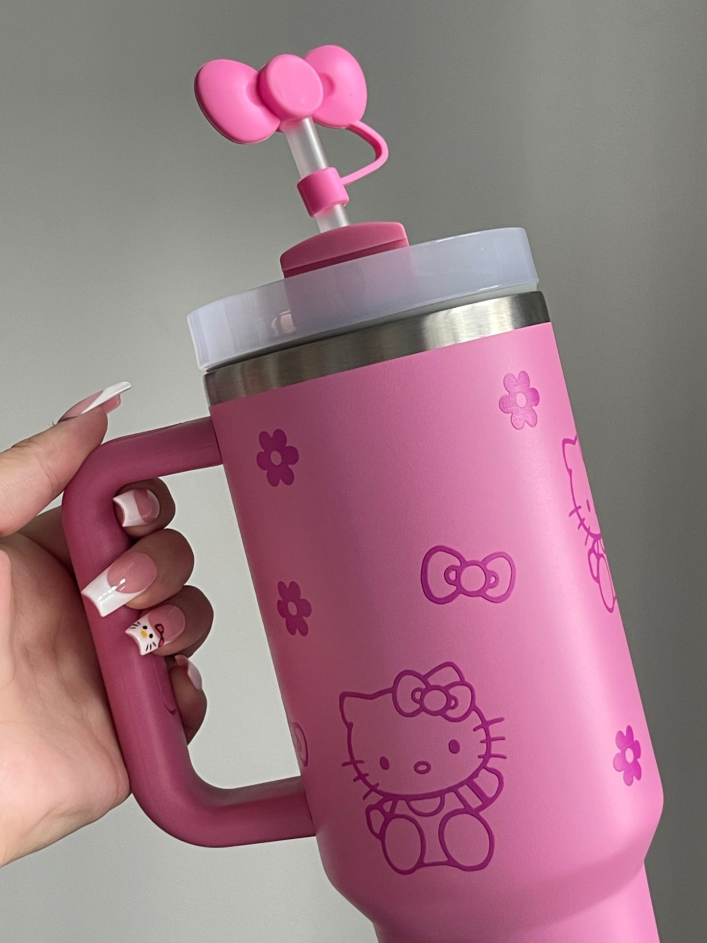 SipSweetie|Hellokitty In-Car Insulated Cup 1200 ml Tumbler with Handle Stainless Steel Insulated Cup with Lid #0028