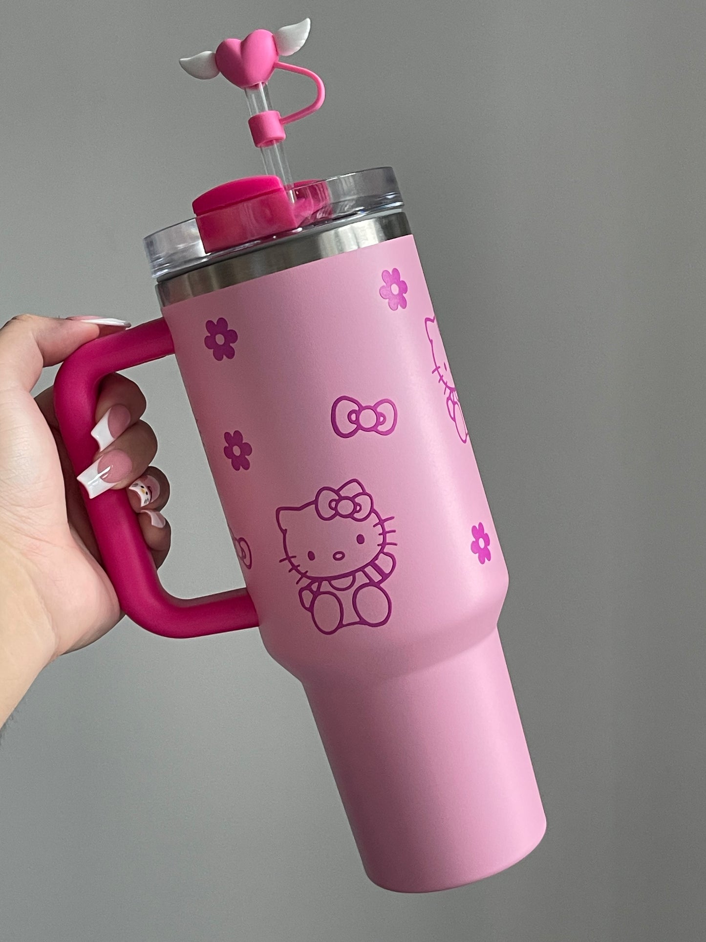 SipSweetie|Hellokitty In-Car Insulated Cup 1200 ml Tumbler with Handle Stainless Steel Insulated Cup with Lid #0027