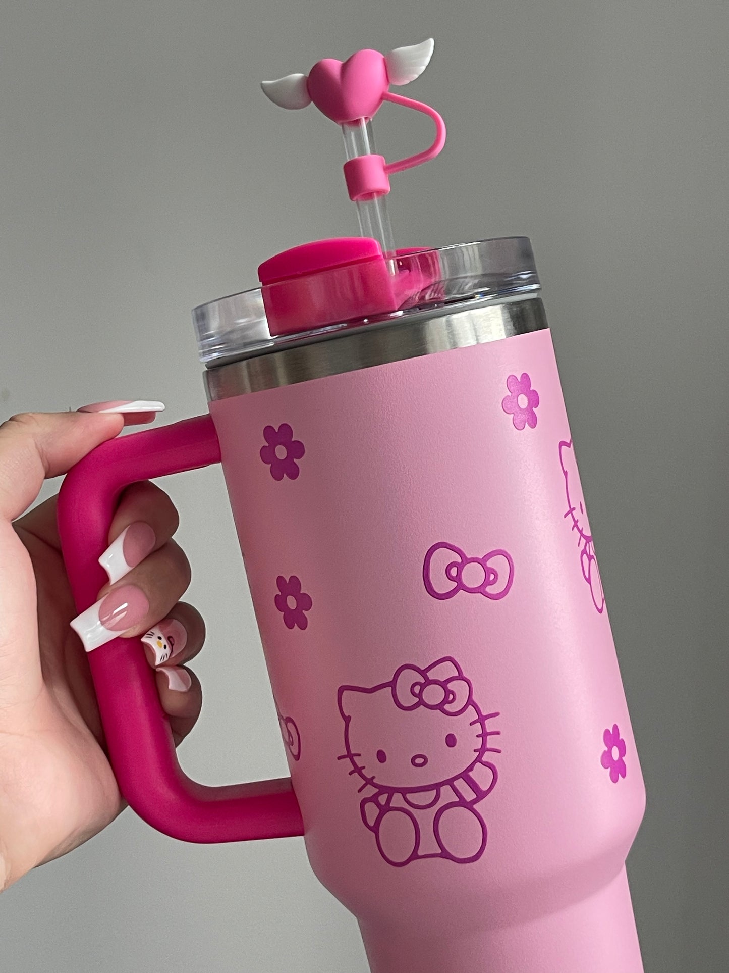 SipSweetie|Hellokitty In-Car Insulated Cup 1200 ml Tumbler with Handle Stainless Steel Insulated Cup with Lid #0027