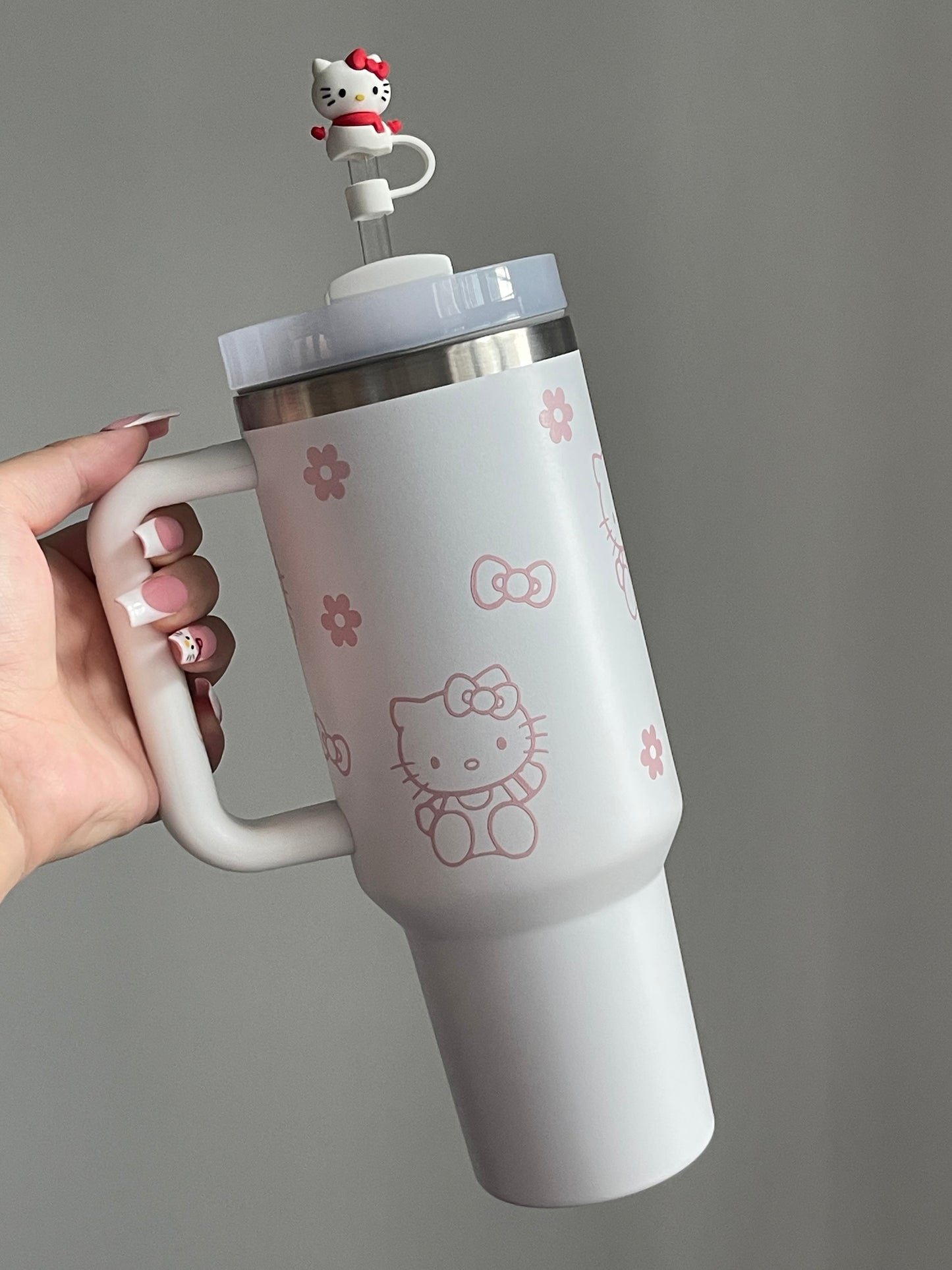 SipSweetie|Hellokitty In-Car Insulated Cup 1200 ml Tumbler with Handle Stainless Steel Insulated Cup with Lid #0026