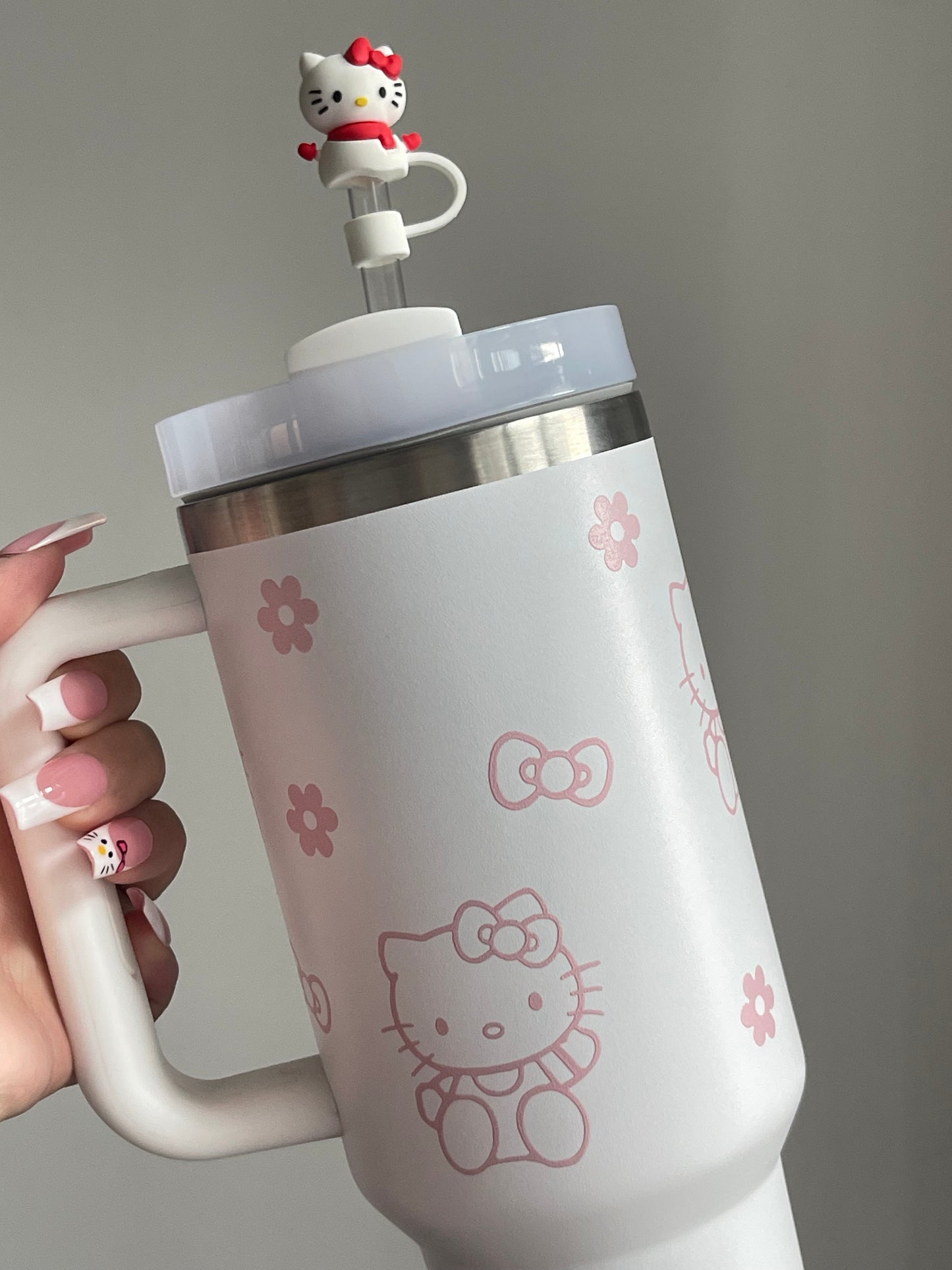 SipSweetie|Hellokitty In-Car Insulated Cup 1200 ml Tumbler with Handle Stainless Steel Insulated Cup with Lid #0026