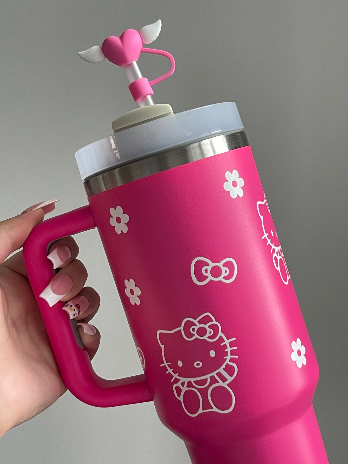 SipSweetie|Hellokitty In-Car Insulated Cup 1200 ml Tumbler with Handle Stainless Steel Insulated Cup with Lid #0025