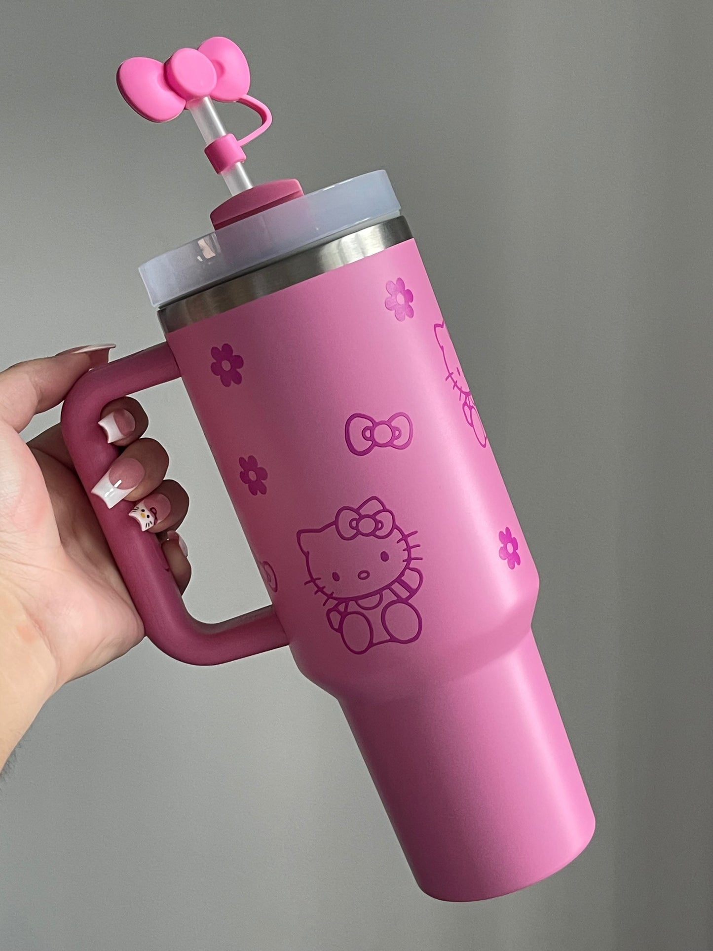 SipSweetie|Hellokitty In-Car Insulated Cup 1200 ml Tumbler with Handle Stainless Steel Insulated Cup with Lid #0028