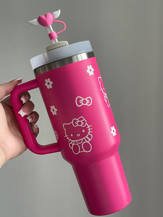 SipSweetie|Hellokitty In-Car Insulated Cup 1200 ml Tumbler with Handle Stainless Steel Insulated Cup with Lid #0025