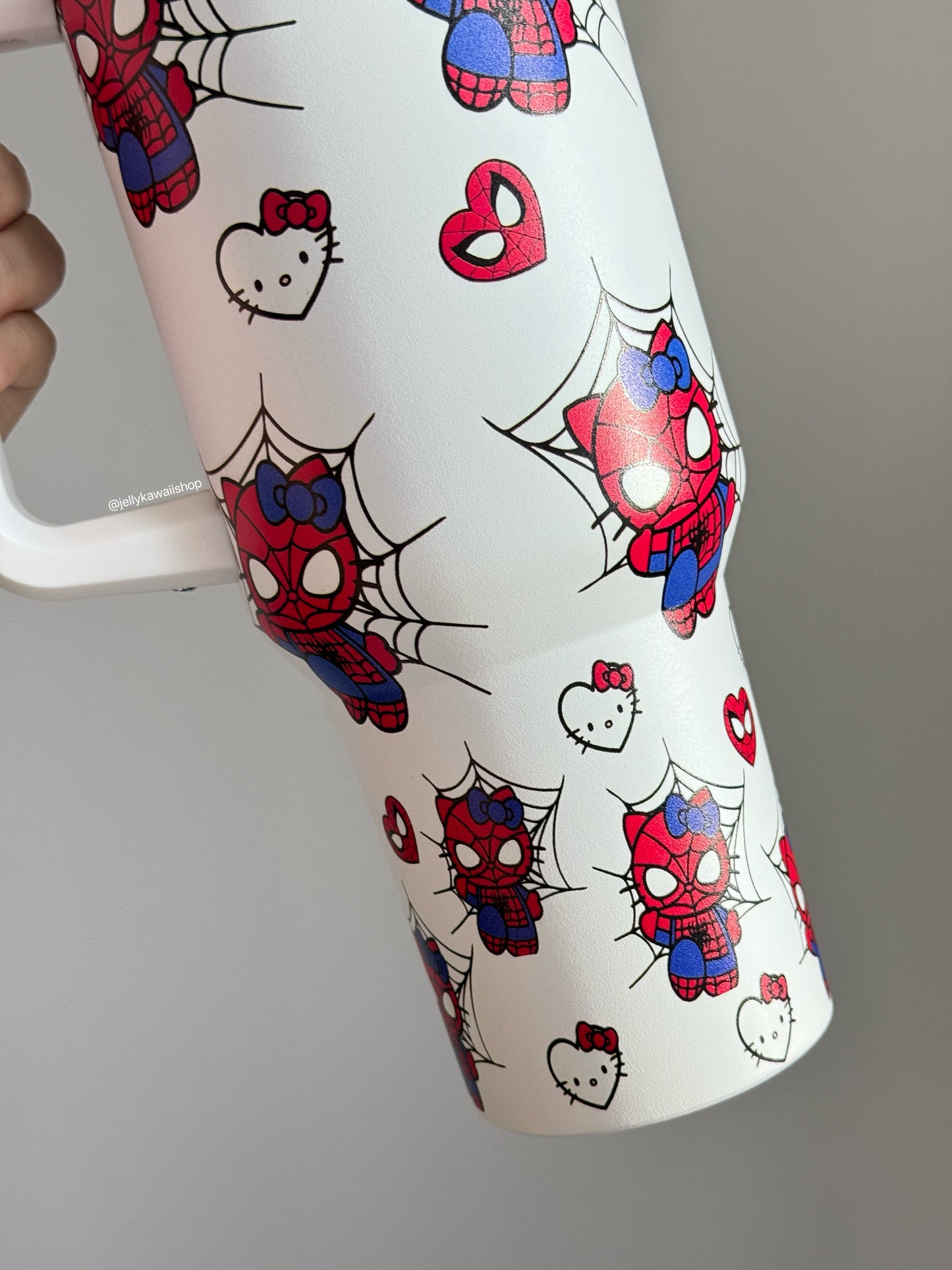 SipSweetie|HelloKitty x Spiderman In-Car Insulated Cup 1200 ml Tumbler with Handle Stainless Steel Insulated Cup with Lid #0001