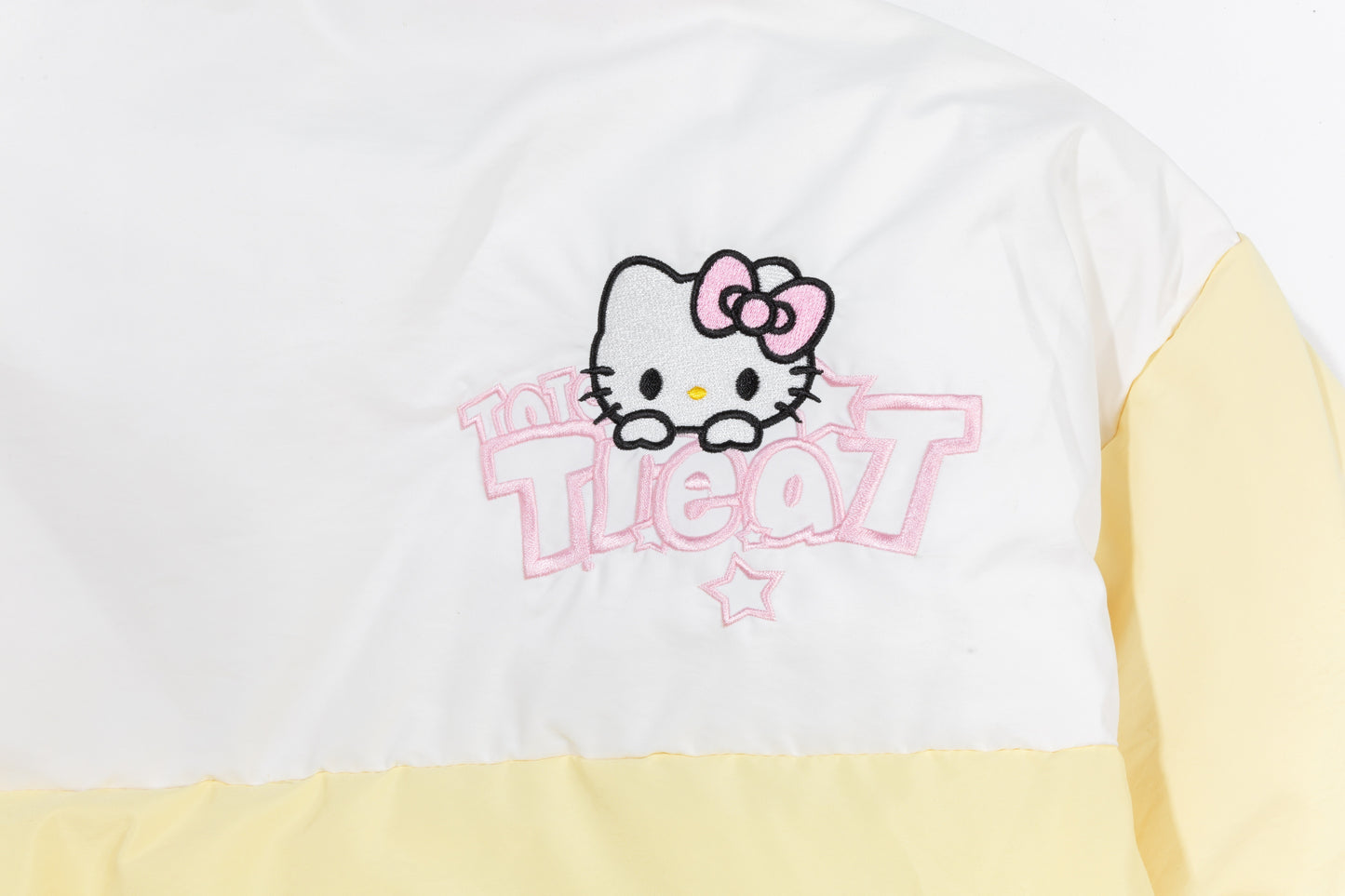 Hellokitty Winter Long Sleeve Zip Colorblocked Puffer Jacket Pockets Baggy Short Down Coats