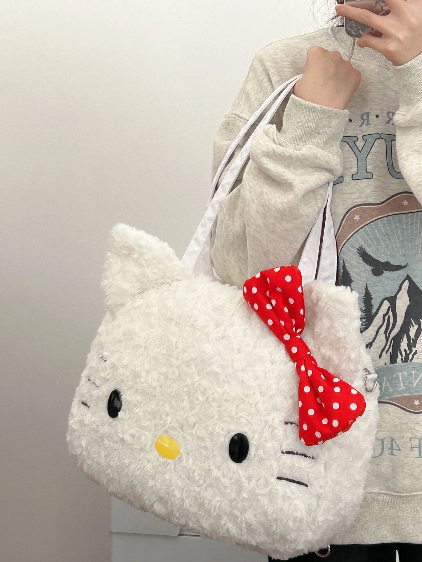Hellokitty Cute Tote Bags Plush Tote Bag Kawaii Carry on Bag