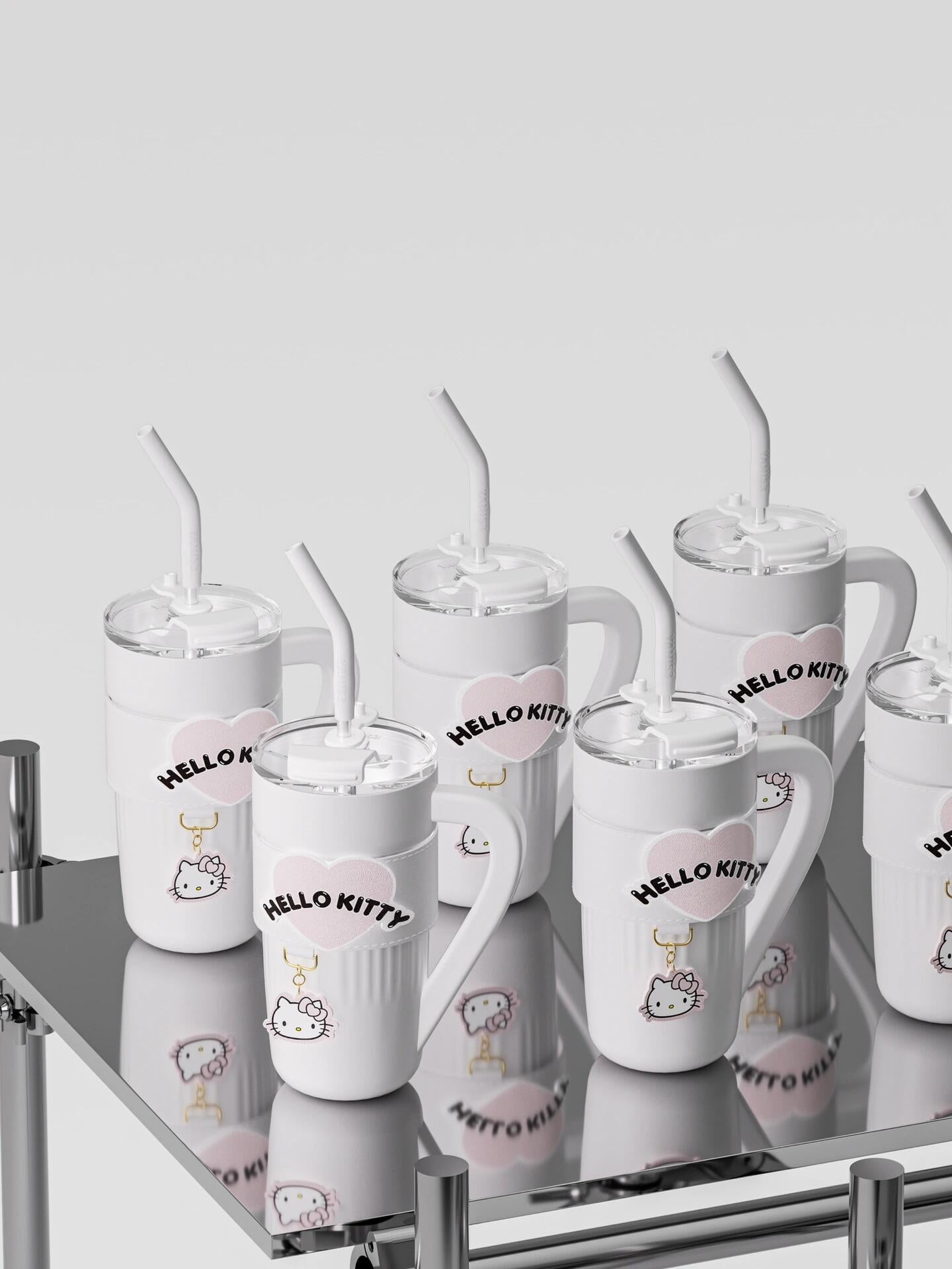 Sanrio 40 oz Tumbler with Handle & Carrier Bag, Stainless Steel Insulated Cup with Lid & Straw Gym Water Bottle Cupholder Friendly Women Travel Mug with Sleeve Holder