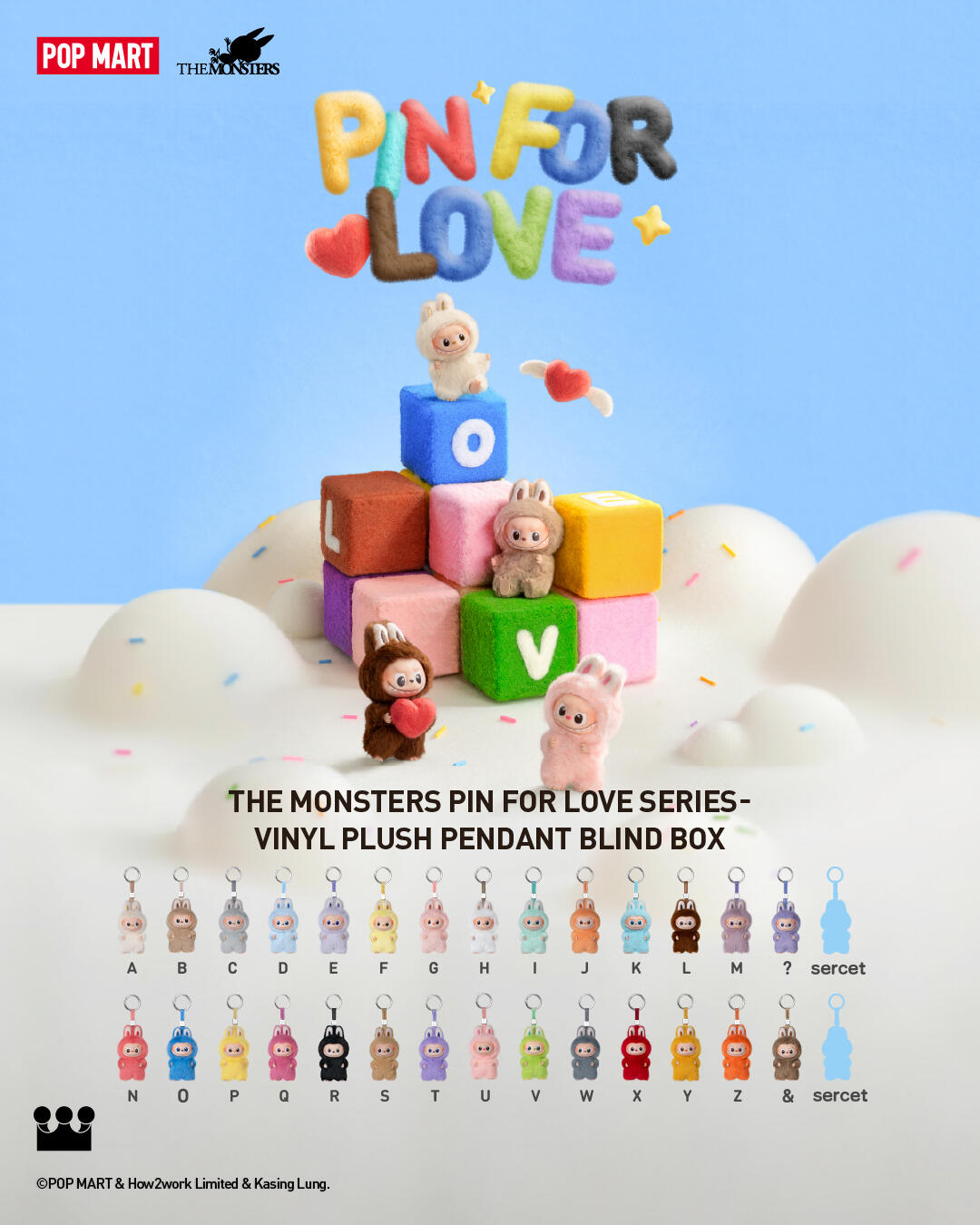 Mini Labubu Pin for Love Series Vinyl Plush Pendant Blind Box