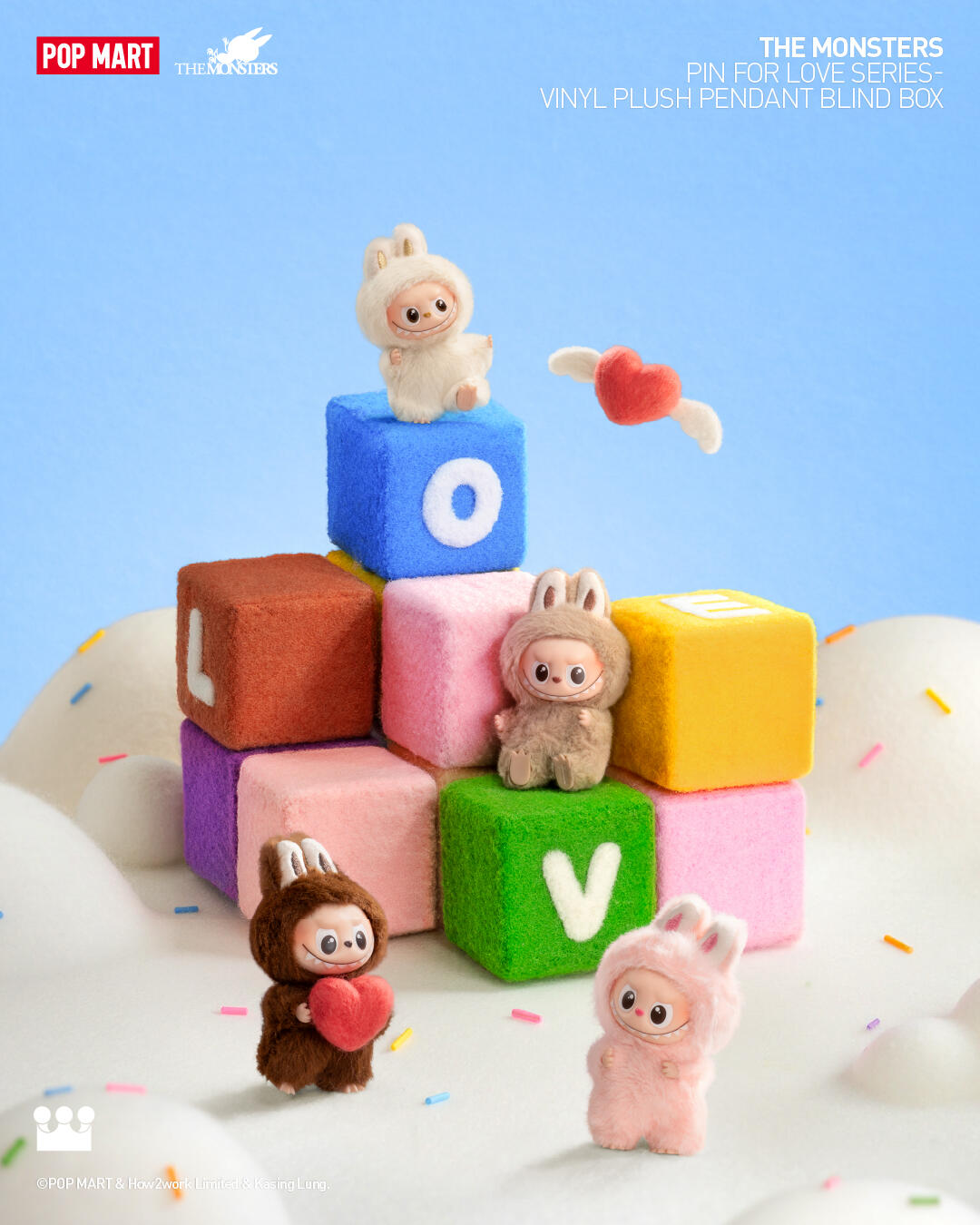 Mini Labubu Pin for Love Series Vinyl Plush Pendant Blind Box