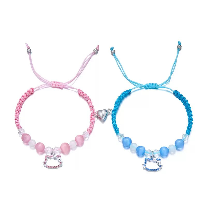 Hellokitty and Spiderman 2 Pcs Magnetic Couples Bracelets Matching Friendship Bracelets Adjustable Bracelets