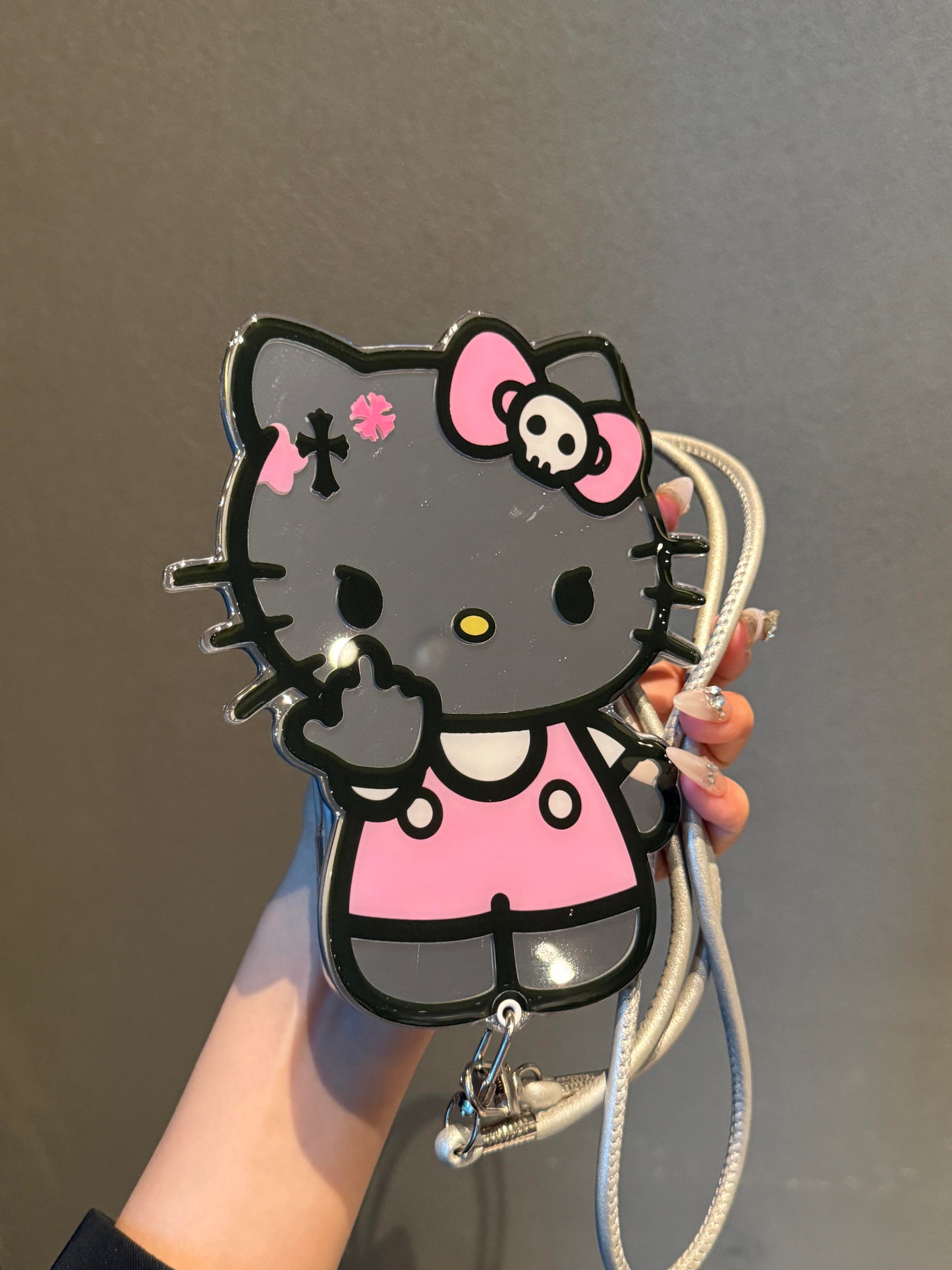 Hellokitty Shaped Folding Mirror Cute Kawaii Phone Case with Phone Chain