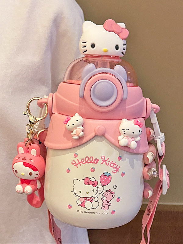Sanrio Hello Kitty Portable Large-capacity Thermos Water Bottle(20.2oz/600ml)