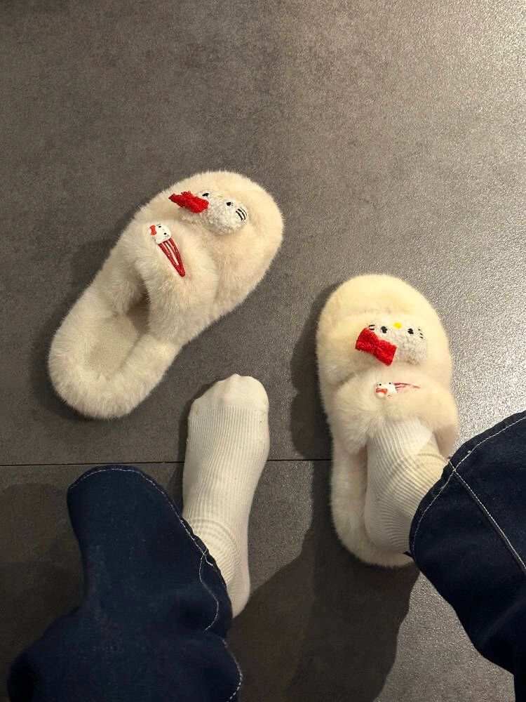 Hellokitty Fuzzy Slippers Women Kawaii Slippers for Women Fluffy Kawaii House Slippers Cute Slippers for Women