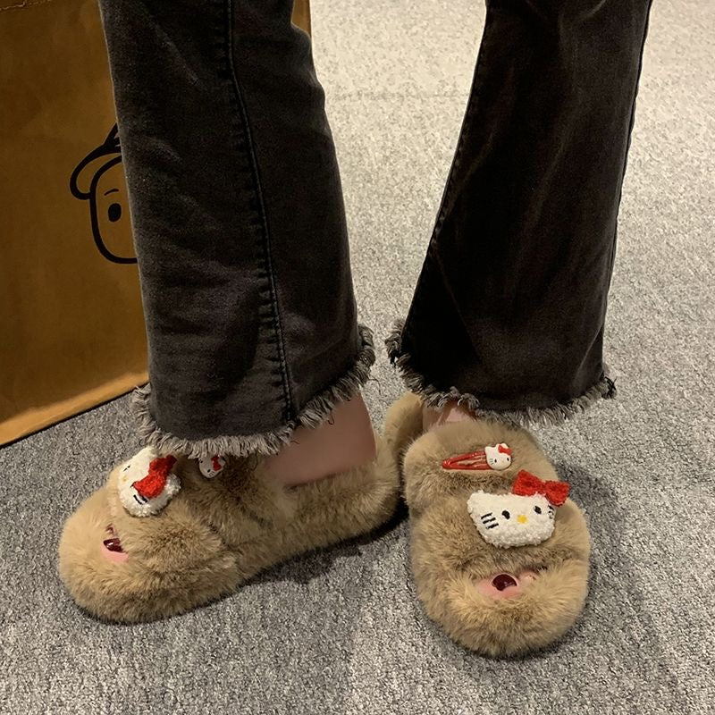 Hellokitty Fuzzy Slippers Women Kawaii Slippers for Women Fluffy Kawaii House Slippers Cute Slippers for Women