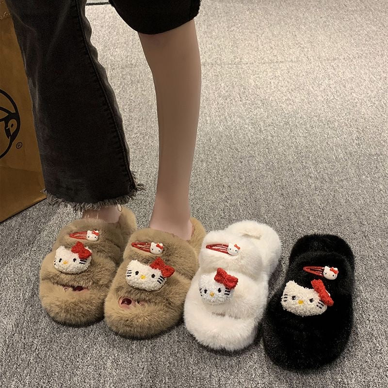 Hellokitty Fuzzy Slippers Women Kawaii Slippers for Women Fluffy Kawaii House Slippers Cute Slippers for Women