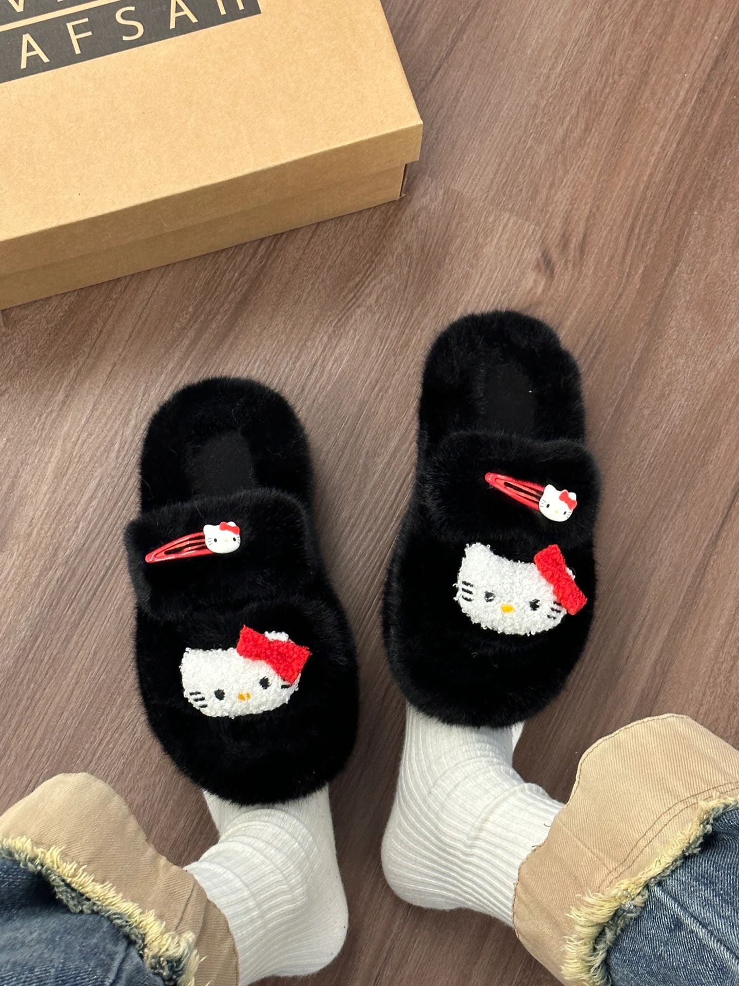 Hellokitty Fuzzy Slippers Women Kawaii Slippers for Women Fluffy Kawaii House Slippers Cute Slippers for Women