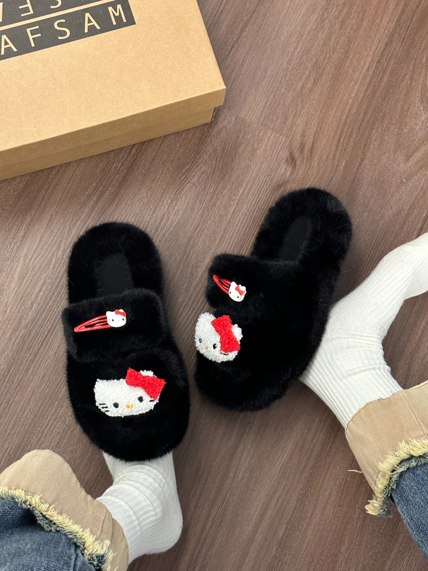 Hellokitty Fuzzy Slippers Women Kawaii Slippers for Women Fluffy Kawaii House Slippers Cute Slippers for Women