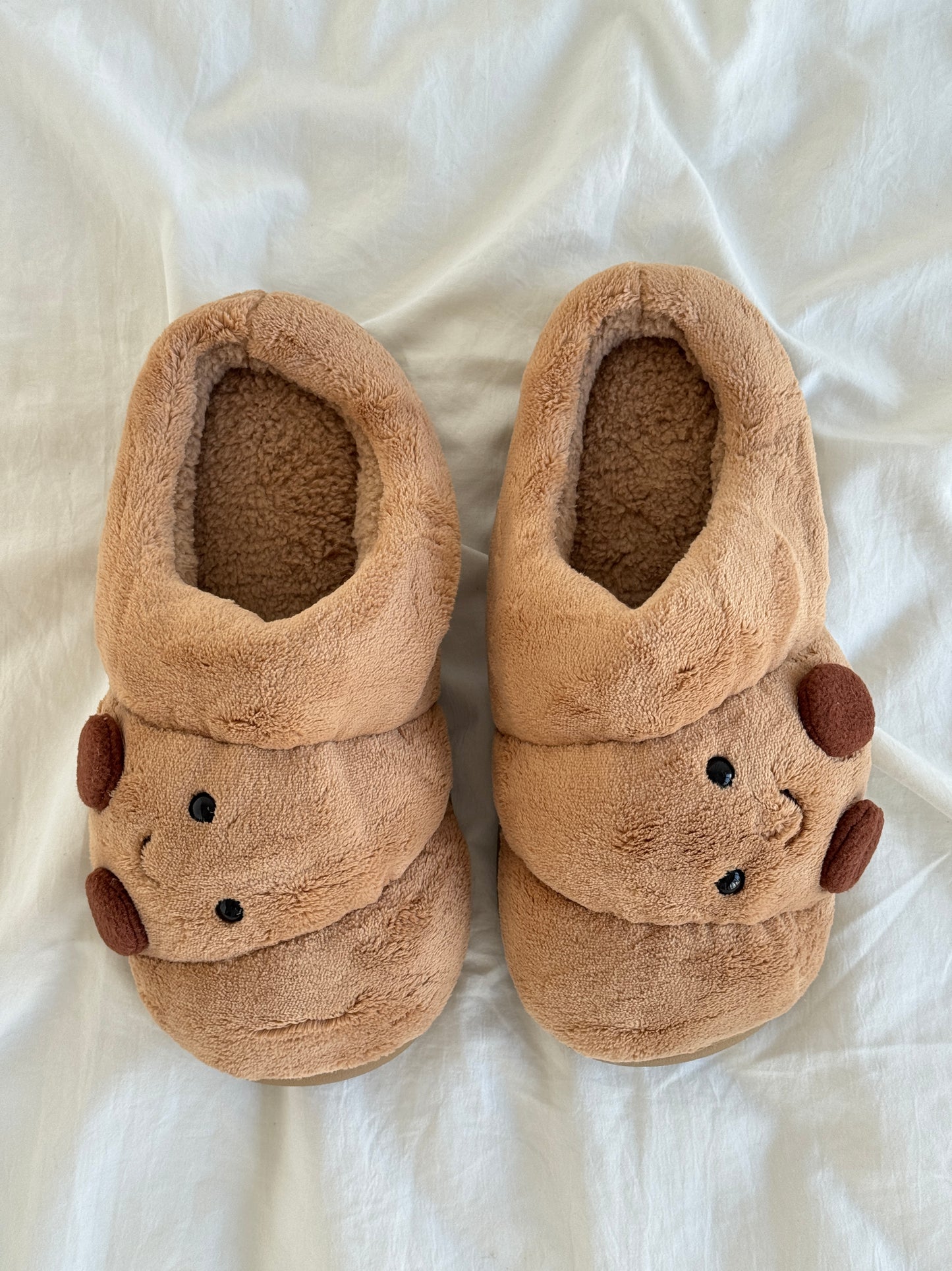 Croissant Jellycat Fuzzy Scuff Slippers Soft Comfy Memory Foam Non-slip Indoor House Shoes