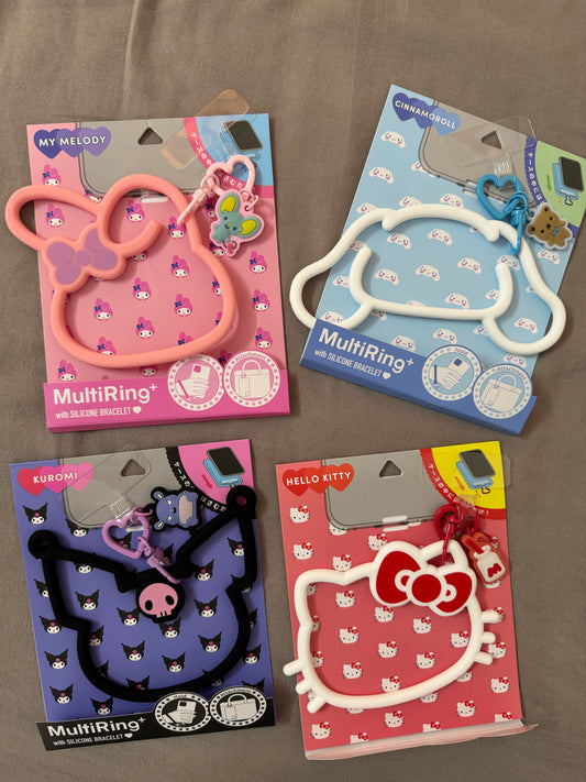 Sanrio Multi-ring Slicone Bracelet Phone Charm Phone Lanyard with Tether Tab Phone Chain Strap Hands-Free Wrist Strap