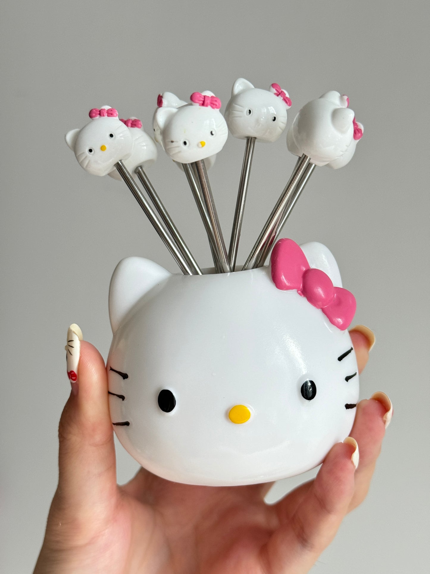 Hellokitty Set of 10 Stainless Steel Fruit forks Cute Food Fruit Picks Forks Dessert Forks for Bento Lunch Box, Party Choose