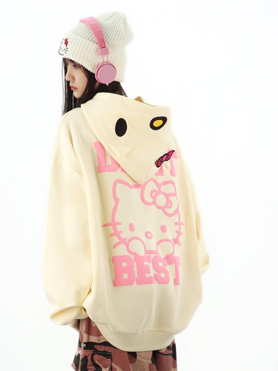 KT Women's Cute Hoodies Teen Girl Fall Jacket Oversized Sweatshirts Casual Drawstring Zip Up Y2K Hoodie with Pocket