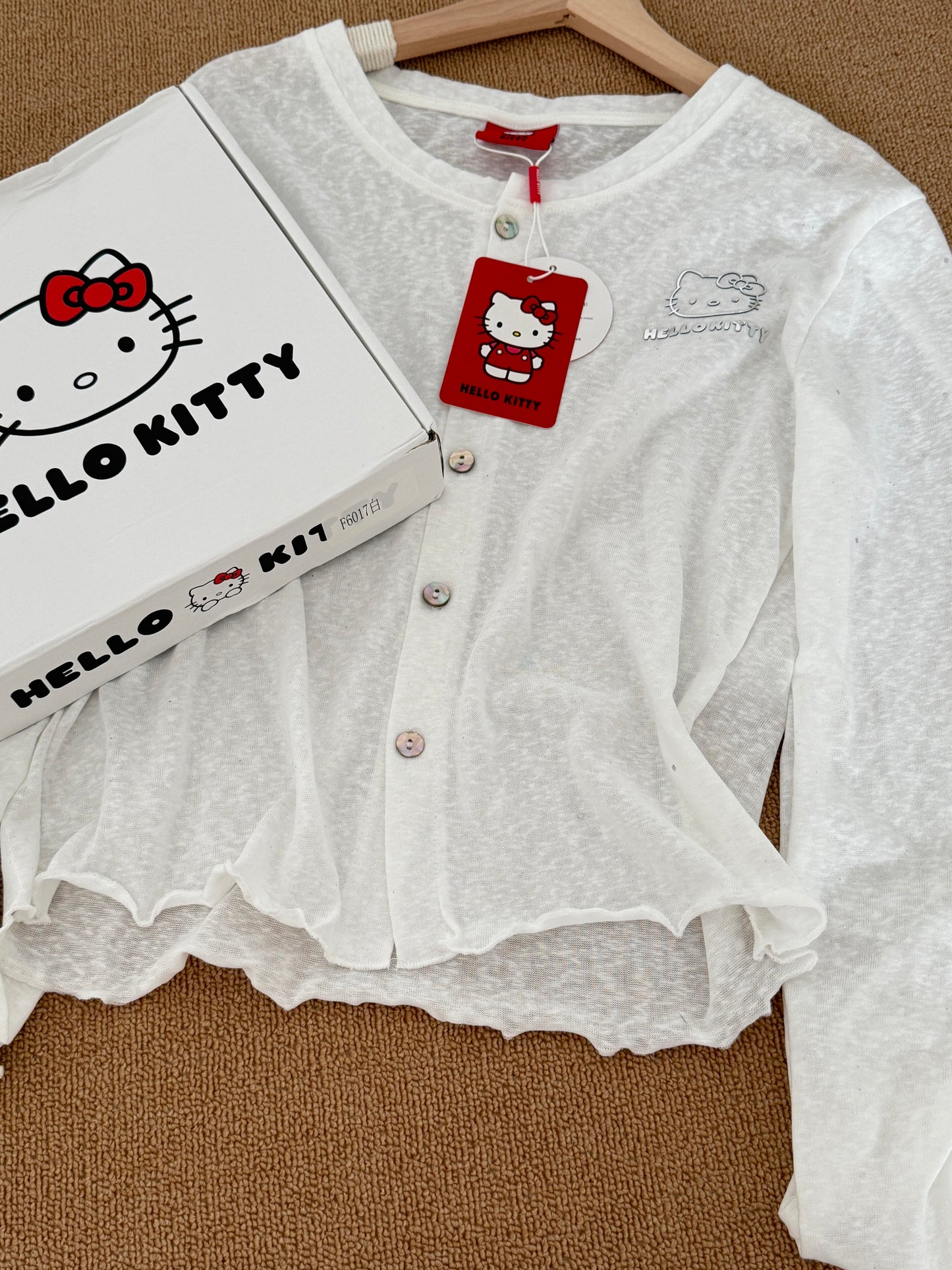 Hellokitty White Long Sleeve Cardigan