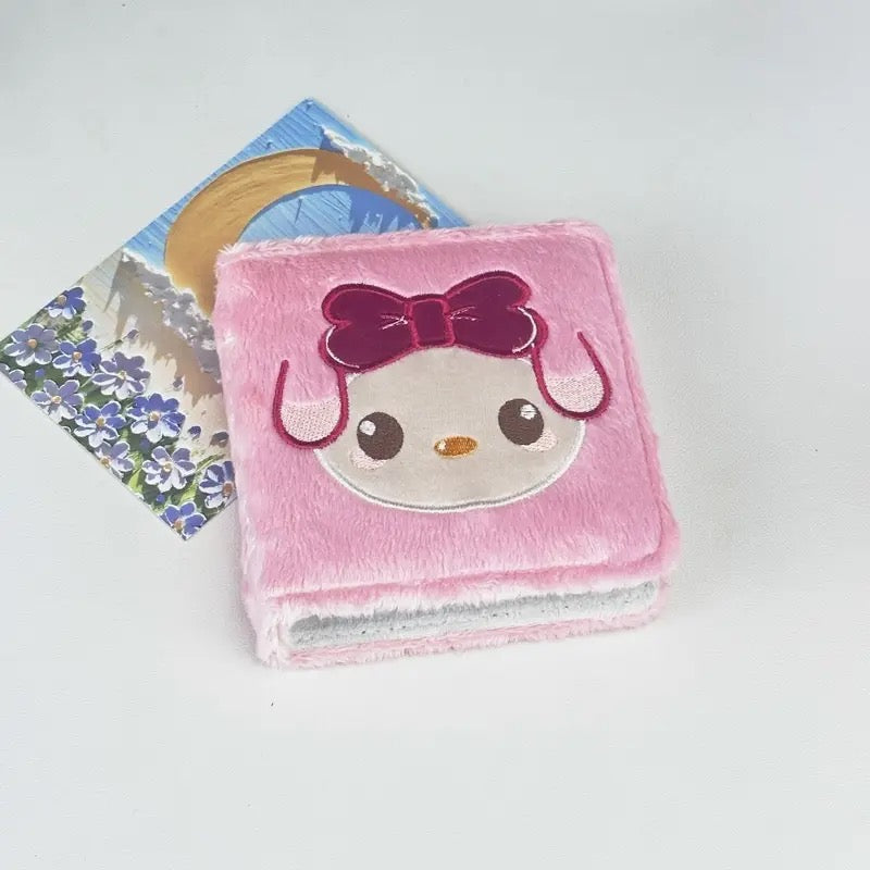 Sanrio Plush Photocard Binder Sleeves Book Cute Star A8 Photocard Holder 3 Ring Photocard Album with 20 Pcs Inner Pages