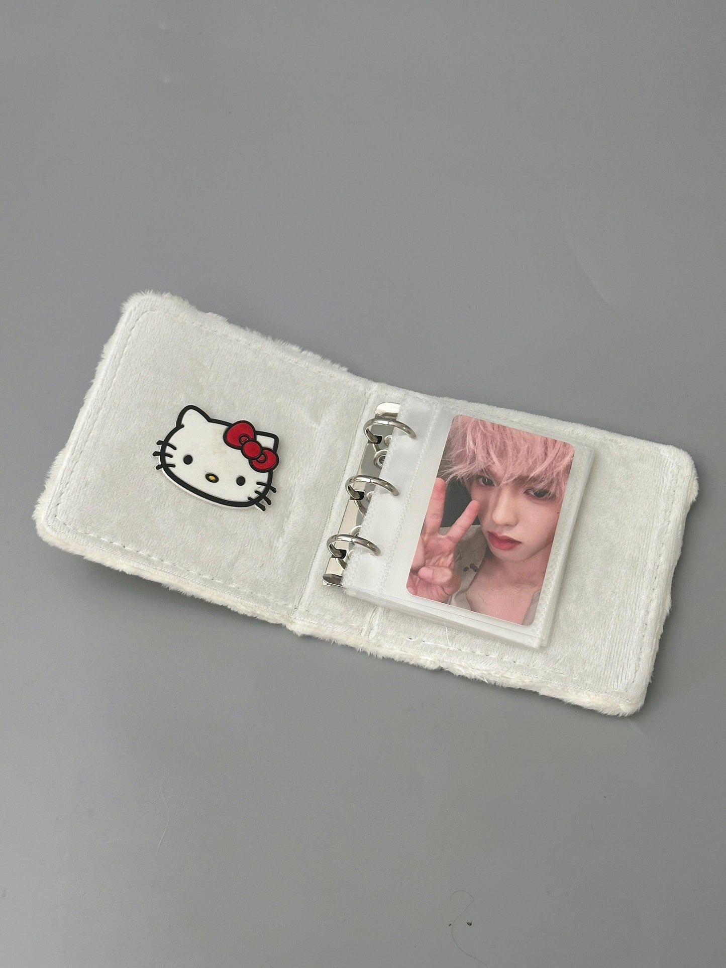 Sanrio Plush Photocard Binder Sleeves Book Cute Star A8 Photocard Holder 3 Ring Photocard Album with 20 Pcs Inner Pages