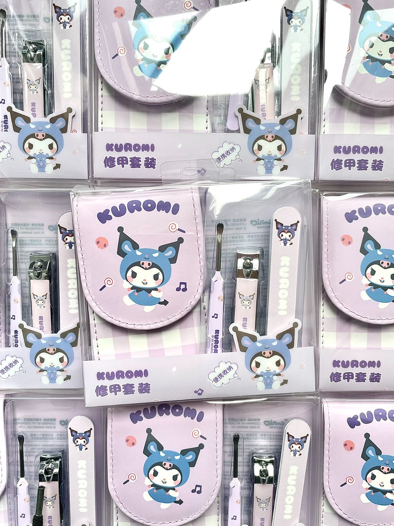 Sanrio Nail Clippers Portable Set, Stainless Steel Manicure Set 3 in 1, with Leather Bag, Suitable for Home, Workplace, Outdoor Travel, Gift Giving, Beauty Salon