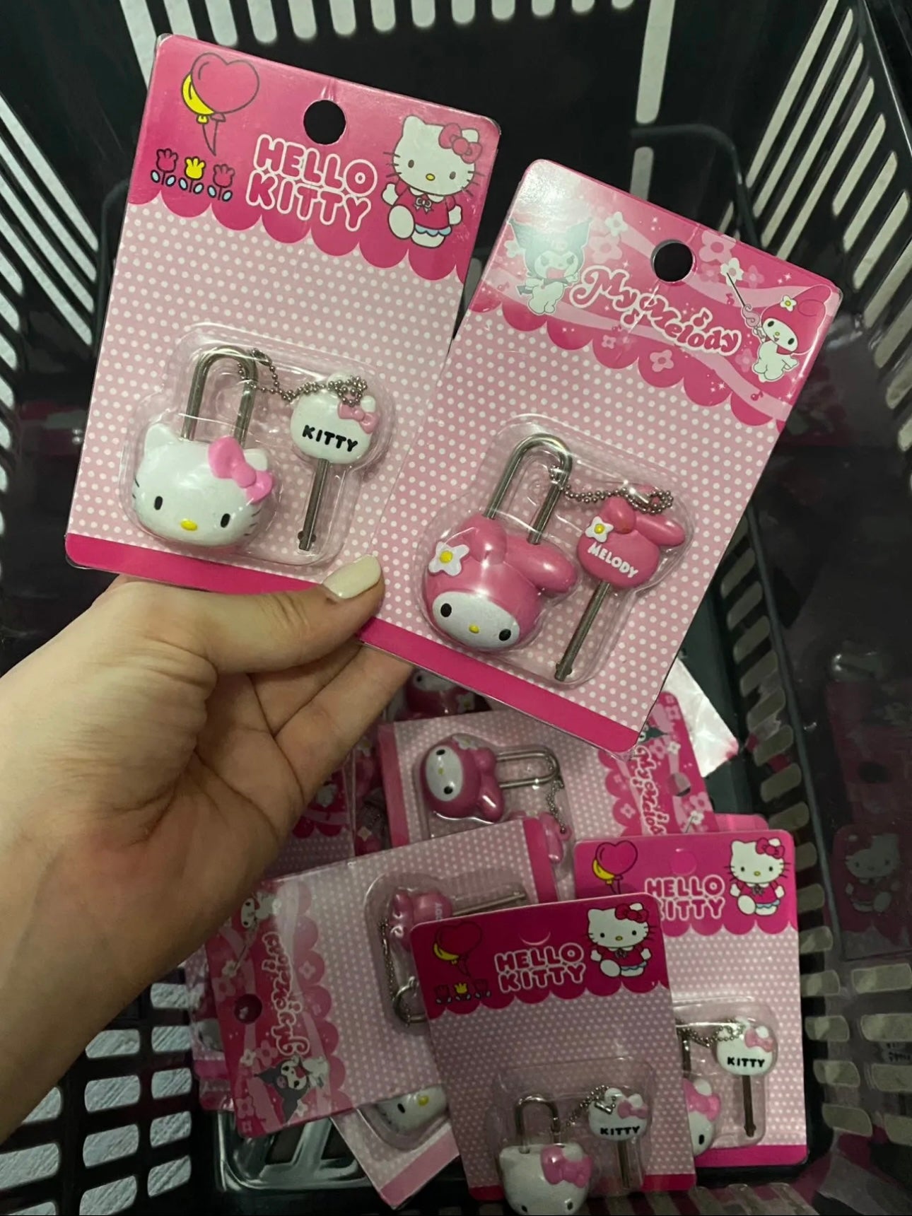 2PCS Sanrio Mini Padlock Lock with Key(hellokitty+mymelody)