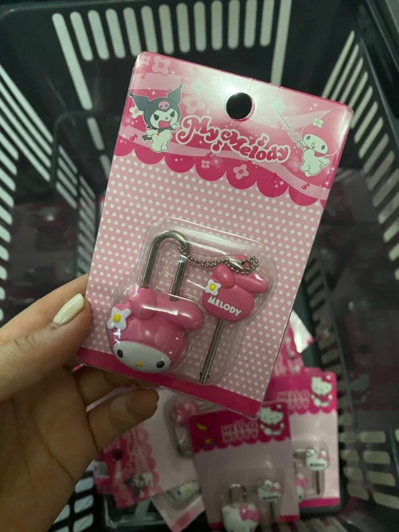 2PCS Sanrio Mini Padlock Lock with Key(hellokitty+mymelody)