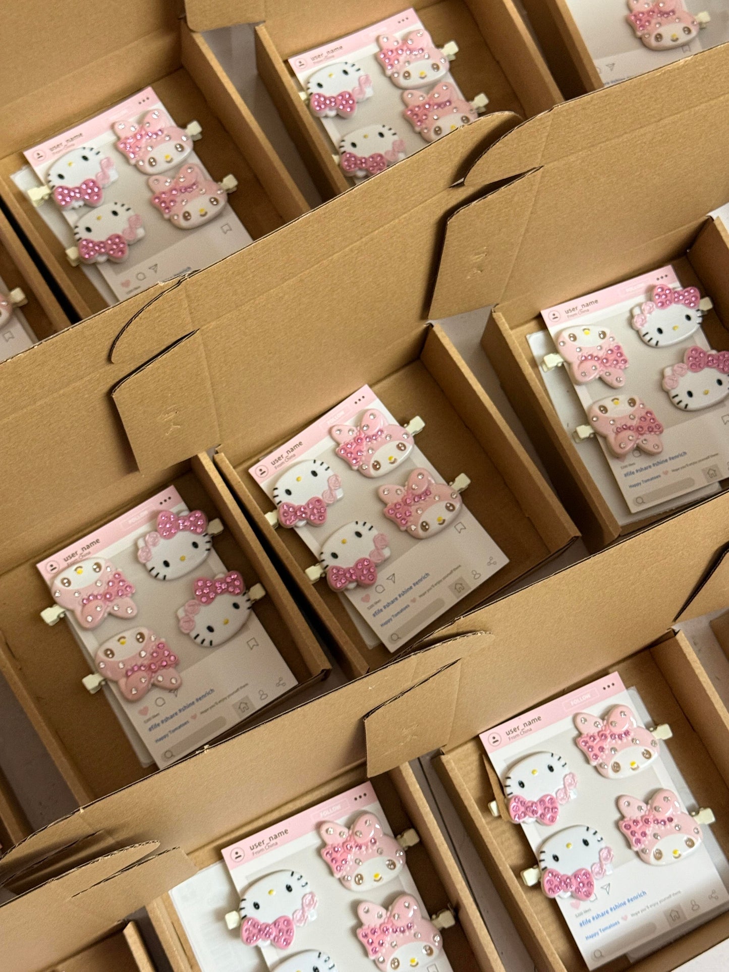 Hellokitty and Mymelody Handmade Rhinestone Accessories Hairpins