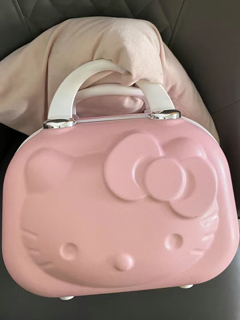 Hello Kitty 14 Inch Cosmetic Case Box Beauty Makeup Bag Organizer Cartoon Hellokitty Travel Suitcase Luggage Storage Bag