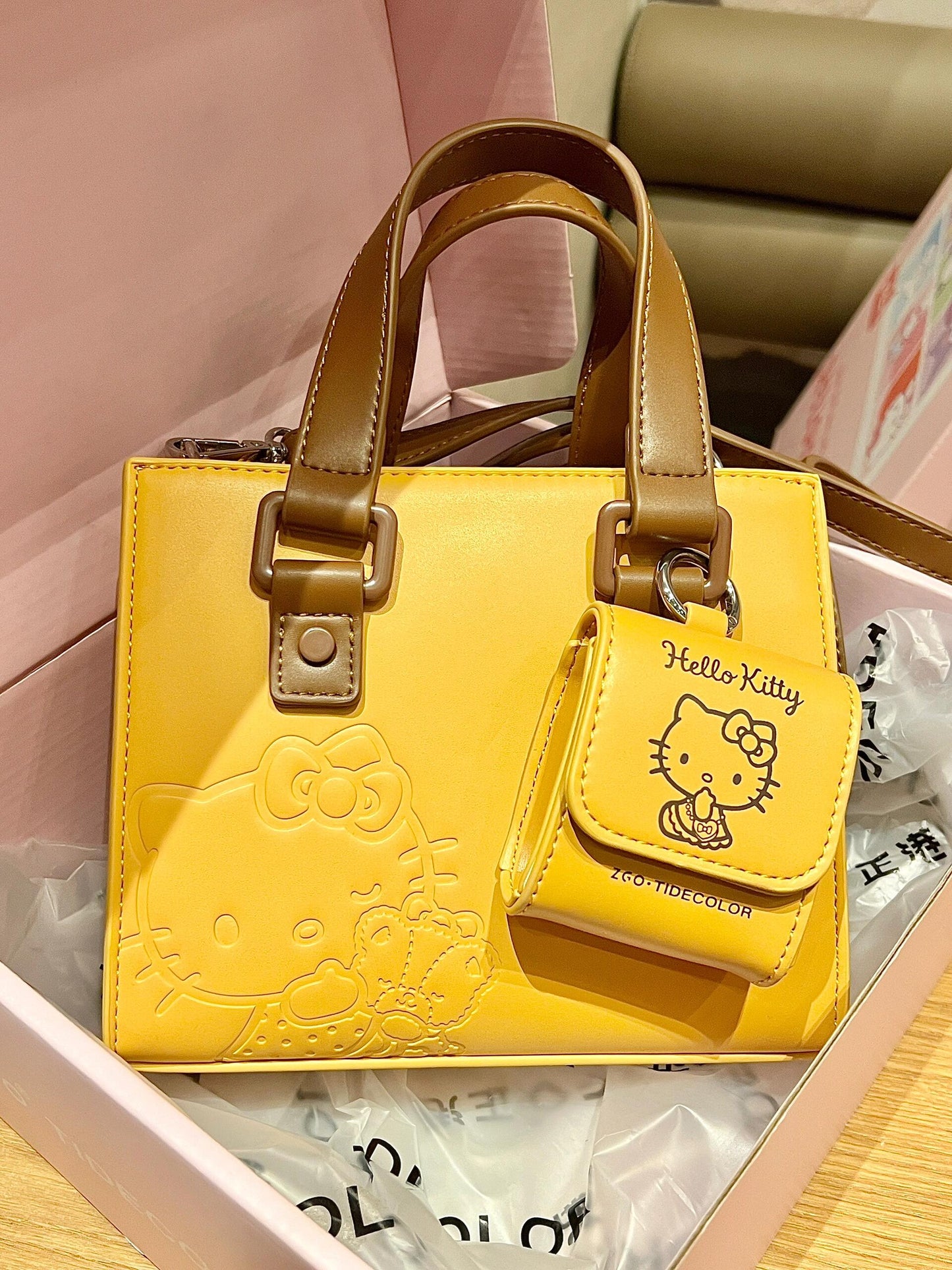 Sanrio Crossbody Messenger Bag Classic Cambridge Bag Work Cross-body Bag Satchel Purse Handbag(gift box packaging)