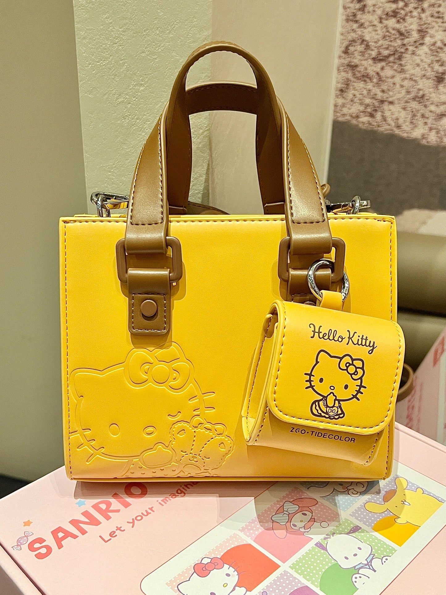 Sanrio Crossbody Messenger Bag Classic Cambridge Bag Work Cross-body Bag Satchel Purse Handbag(gift box packaging)