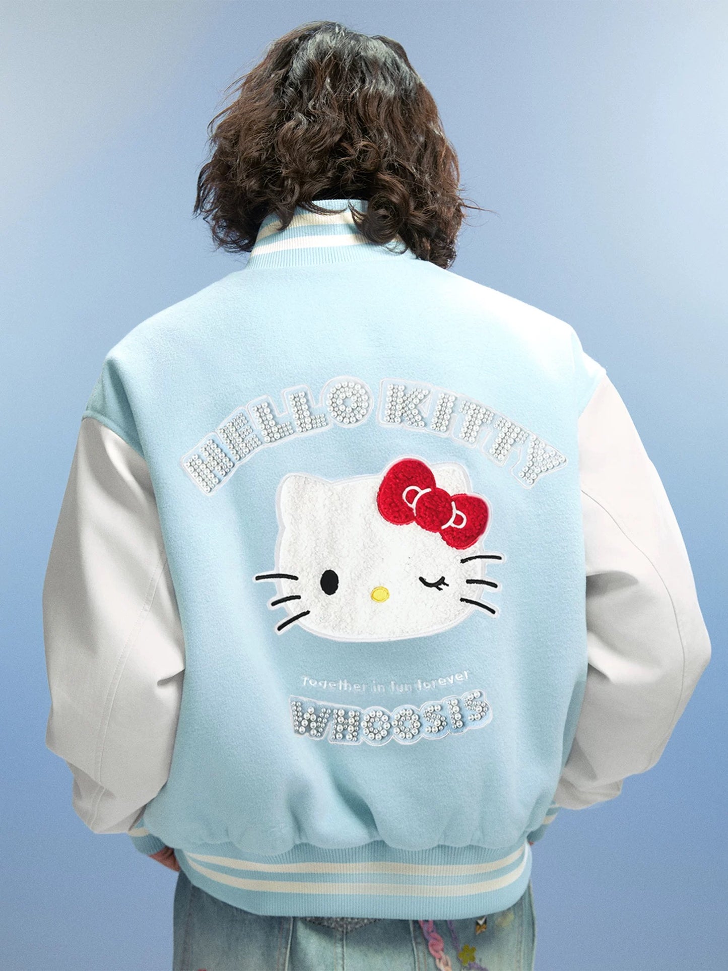 Hellokitty Jacket Baseball Bomber Jacket Vintage Unisex Streetwear Coats with Patchwork Hipster Utility Tops