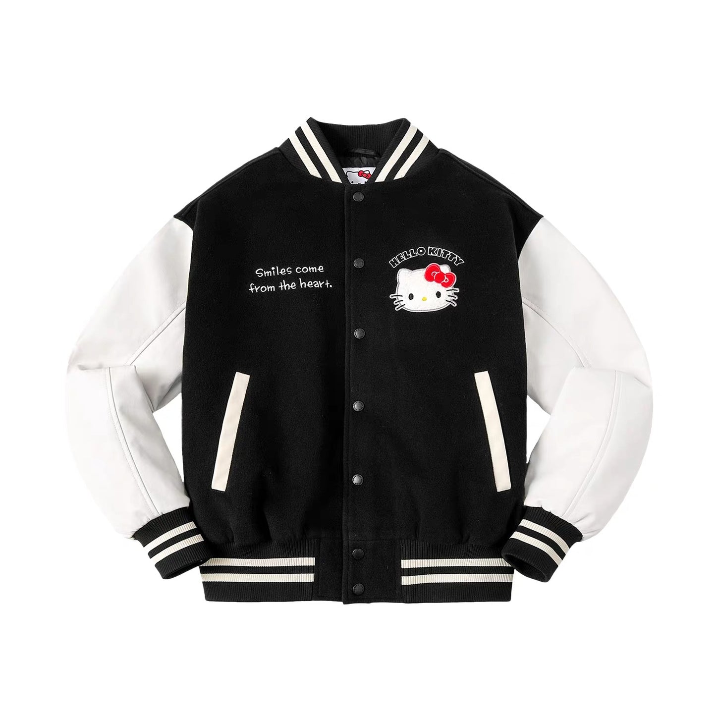 Hellokitty Jacket Baseball Bomber Jacket Vintage Unisex Streetwear Coats with Patchwork Hipster Utility Tops