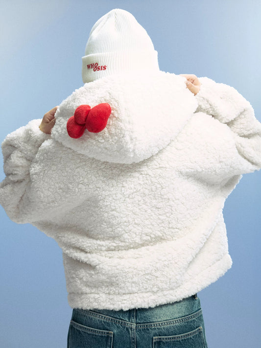 Hellokitty Winter Coats Fleece Faux Fur Shearling Trendy Jackets Warm Outerwear Clothing