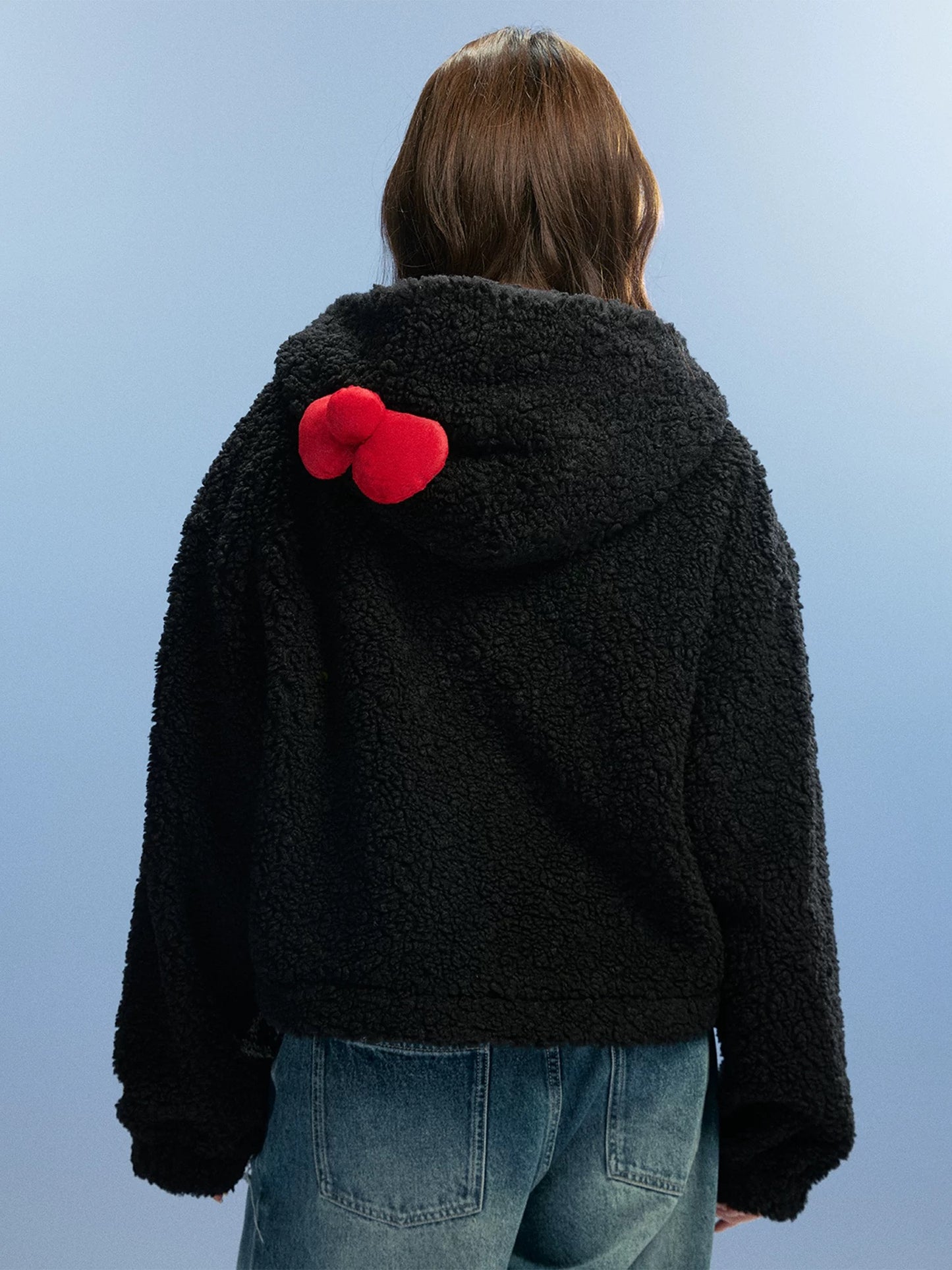 Hellokitty Winter Coats Fleece Faux Fur Shearling Trendy Jackets Warm Outerwear Clothing