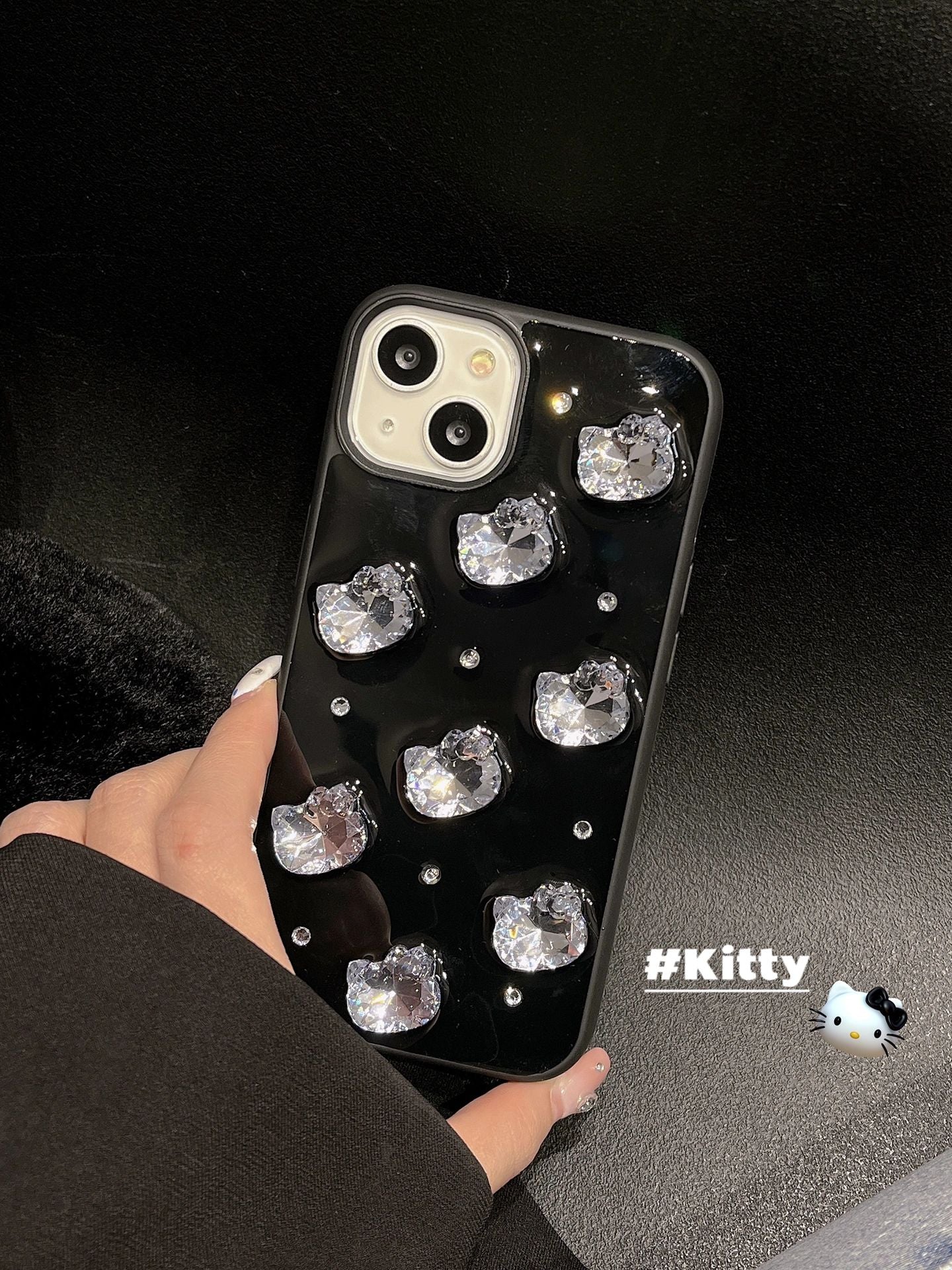 Hellokitty Crystal Black Phone Case