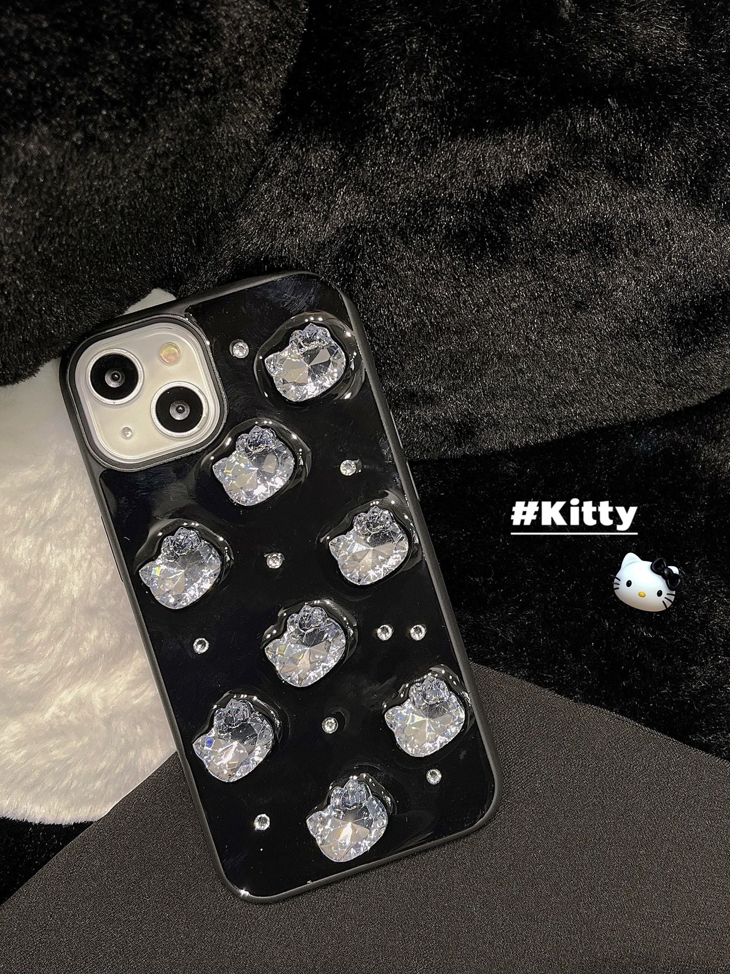 Hellokitty Crystal Black Phone Case