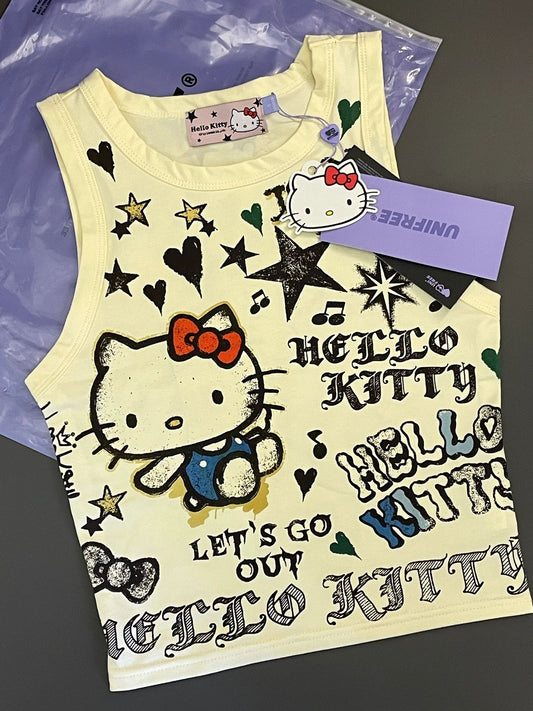 Hellokitty Women’s  Sleeveless Racer Back Tank Tops Halter Neck Crop Tops